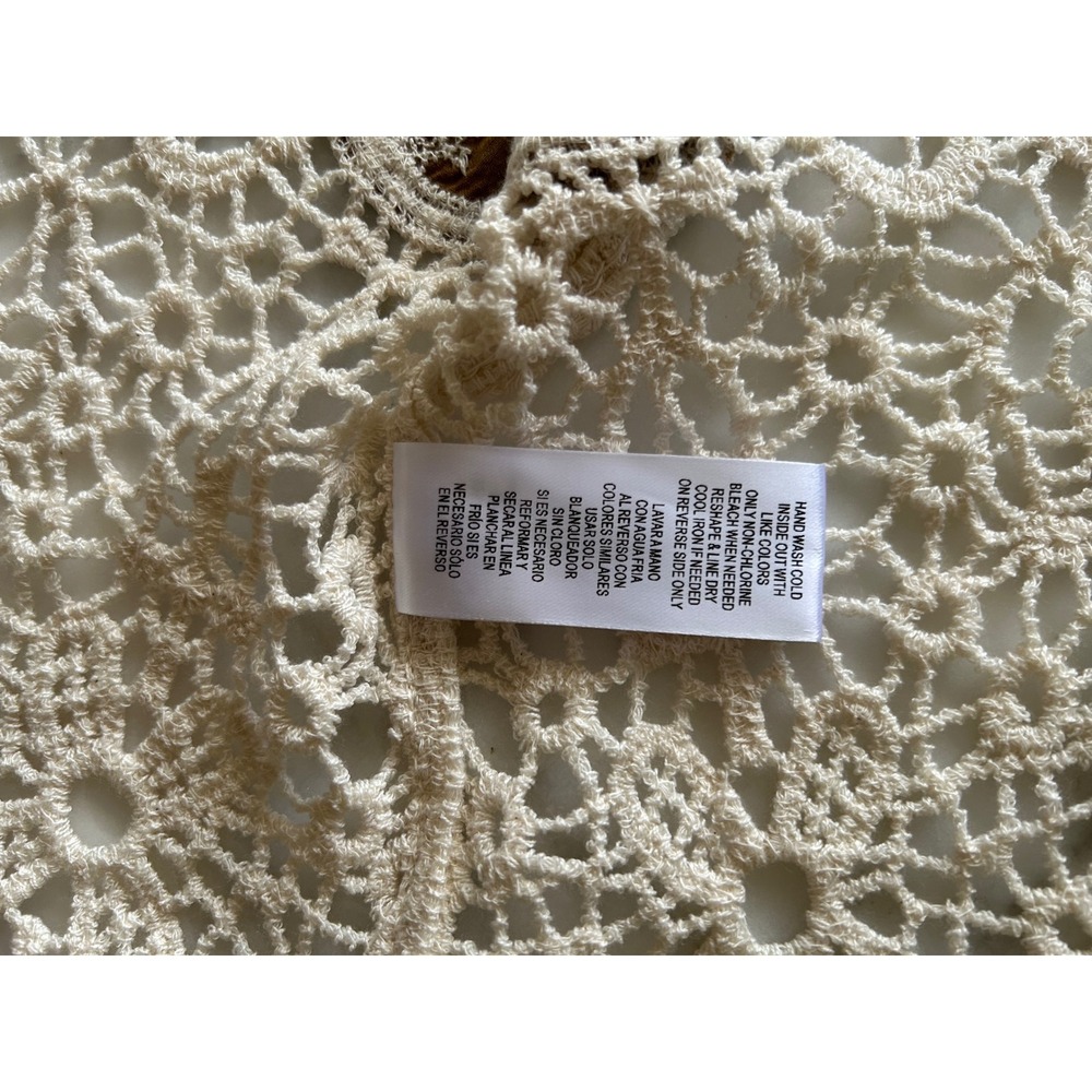 NWT Democracy Women Embroidered Crochet Lace Kimono Cardigan Shrug Bronze Gold M - Picture 8 of 11